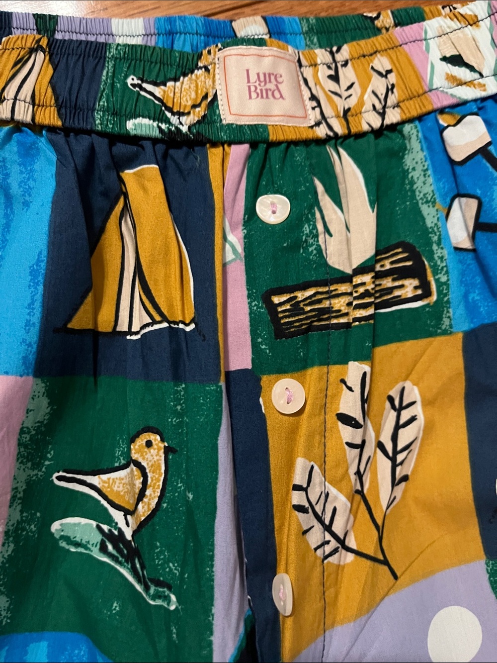 NWT Anthro Lyre Bird Campground Patchwork Print Pants - Picture 5 of 16